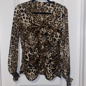Silky leaped print blouse